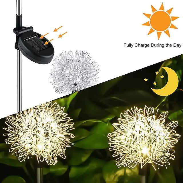 2-Pack Solar Dandelion Garden Lights