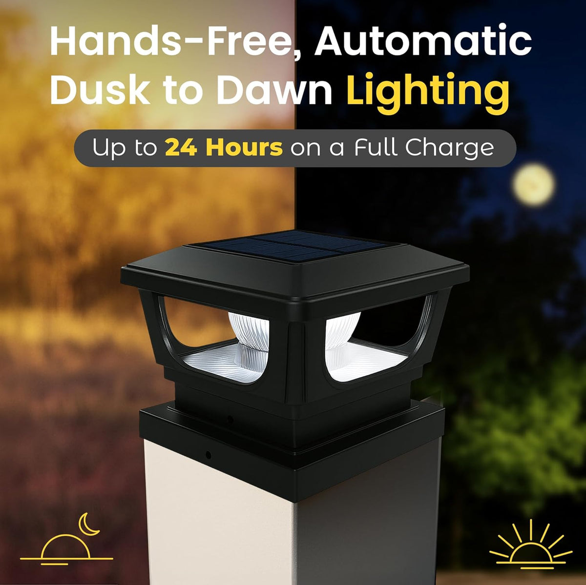 2-Pack Solar Post Cap Lights