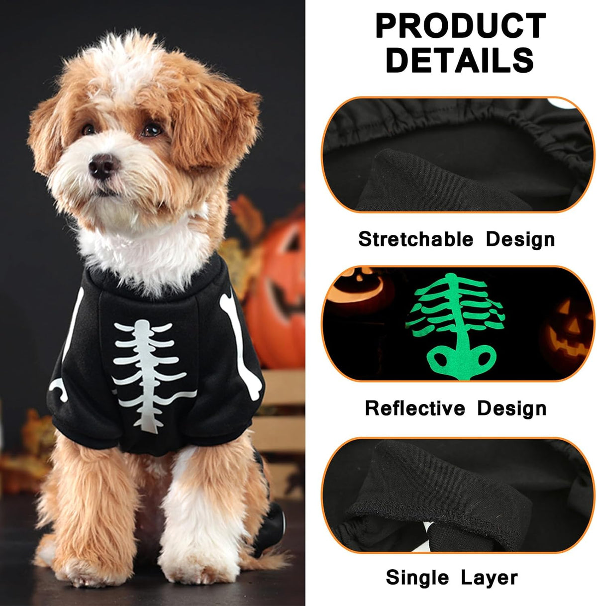 Glow-in-the-Dark Skeleton Dog Costume